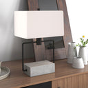 Mod Table Lamp With White Rectangular Shade - Gray And Black