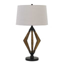 Metal Lantern Table Lamp With Gray Empire Shade - Black - HomeRoots - Table Lamps - Elite Enclave Home