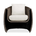 Uttermost Tropic Outdoor Lounge Chair – woven all-weather wicker frame in textured mocha with oyster white solution-dyed acrylic cushions