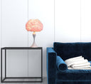 Glam Faux Feather And White Metal Table Lamp - Pink