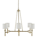 Elegenza - 6 - Light Chandelier With Fabric Drum Shades - Antique Gold - Hampton Hill - Chandeliers - Elite Enclave Home
