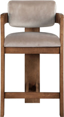 Sacha - Velvet Stool With Brown Base - Meridian Furniture - Counter Height (24" - 27") - Elite Enclave Home