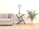 Chrome And Crystal Table Lamp With White Drum Shade - Black