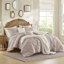 Mona - King 5 Piece Sculpted Comforter Set - Pink - Madison Park - Comforters & Sets - Elite Enclave Home