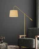 Adjustable Traditional Shaped Floor Lamp With Antiqued Brass Drum Shade - Brass - HomeRoots - Floor Lamps - Elite Enclave Home