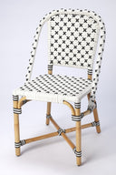 Faux Rattan Dining Chair - White And Brown