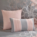 Lola - King 6 Piece Printed Duvet Cover Set - Gray / Blush