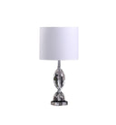 Crystal Standard Table Lamp With White Shade - Silver