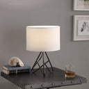 Tripod Table Lamp With White Drum Shade - Brown