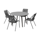 5 Piece Round Dining Set With Four Chairs - Gray And Black