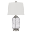 Metal Cylinder Table Lamp With White Empire Shade - Nickel