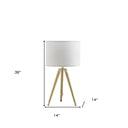 Metal Adjustable Height Tripod Table Lamp With White Drum Shade - Gold - HomeRoots - Table Lamps - Elite Enclave Home