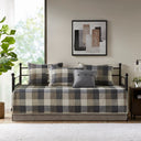 Ridge - 6 Piece Reversible Plaid Daybed Cover Set - Neutral