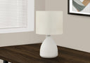 Ceramic Round Table Lamp With Drum Shade - Cream - HomeRoots - Table Lamps - Elite Enclave Home