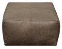 Brown Distressed Leather Pouf Ottoman - Gray