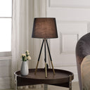 Tripod Table Lamp With Black Empire Shade - Gold