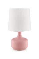 Metal Bedside Table Lamp With White Shade - Pink