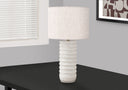 Cylinder Table Lamp With Drum Shade - Cream - HomeRoots - Table Lamps - Elite Enclave Home