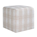 Joie - Porcelain Plaid Ottoman - White