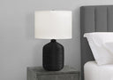 Rattan Round Table Lamp With Ivory Drum Shade - Black - HomeRoots - Table Lamps - Elite Enclave Home