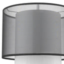 Metal Column Lamp With Black And White Drum Shade - Black And Silver