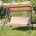 Steel Outdoor Swing Chair With Beige Cushion - Beige