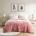 Brielle - Twin Ombre Shaggy Long Comforter Mini Set - Blush