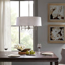 Presidio - 5 - Light White Drum Shade Chandelier - Silver / White - Hampton Hill - Chandeliers - Elite Enclave Home