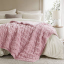 Ruched Fur - Throw - Pink - Madison Park - Throws - Elite Enclave Home