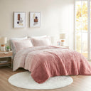 Brielle - King Ombre Shaggy Long Comforter Mini Set - Blush