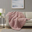 Chunky Knit Throw Blanket - Blush - Madison Park - Throws- Elite Enclave Home