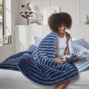 Avril - Full/Queen Fluffy Ribbed Plush Comforter Set - Blue Ombre - Intelligent Design - Comforters & Sets - Elite Enclave Home