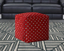 Cotton Polka Dots Pouf Cover - Red / White