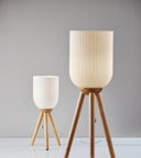 Solid Wood Tripod Table Lamp With White Ribbed Glass Shade - Natural - HomeRoots - Table Lamps - Elite Enclave Home