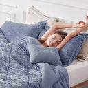 Felicia - Velvet Comforter Set With Throw Pillow - Blue