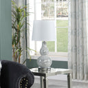 Table Lamp With White Globe Shade - White