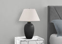 Ceramic Round Table Lamp With Ivory Empire Shade - Black - HomeRoots - Table Lamps - Elite Enclave Home