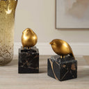Golden Finch - Bird Figurines (Set of 2) - Black / Brass - Uttermost - Sculptures & Figurines - Elite Enclave Home