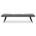 Uttermost Bowtie Charcoal Fabric Bench – directional boucle fabric in charcoal & slate gray tones with tapered bronze metal legs 