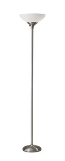 Tailored Metal Torchiere With Bright Illumination - Satin Steel - HomeRoots - Floor Lamps - Elite Enclave Home