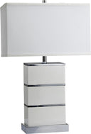 Modern Table Lamp With USB - White And Silver