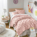 Bailey - Twin/Twin Long Diamond Pucker Comforter Set - Pink
