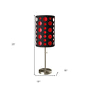 Mod Table Lamp With Black And Red Drum Shade - Steel