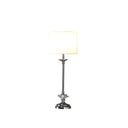Metal Table Lamp With White Globe Shade - Silver