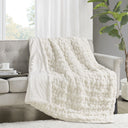 Ruched Throw Blanket - Ivory - Faux - Madison Park - Throws- Elite Enclave Home