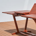 Solid Wood Extendable Outdoor Dining Table With Umbrella Hole - Brown