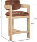 Sacha - Velvet Stool With Natural Base - Meridian Furniture - Counter Height (24" - 27") - Elite Enclave Home