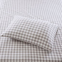 Cozy Flannel - 4 Piece Full Printed Sheet Set - Gray Herringbone Check