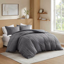 Logan - King Striped Duvet Set - Charcoal - Super Listing - Duvet Covers & Shams - Elite Enclave Home