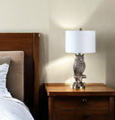 Resin Owl Table or Desk Lamp - Antiqued Silver
